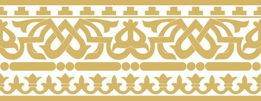 Vector gold seamless classic byzantine ornament. Endless border, Ancient Greece, Eastern Roman Empire frame. Decoration of the Russian Orthodox Church