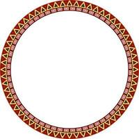 Vector round colored border ornament. Native American tribes framework, circle