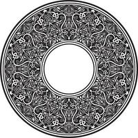 Vector monochrome round oriental ornament. Arabic patterned circle of Iran, Iraq, Turkey, Syria. Persian frame, border. For sandblasting, laser and plotter cutting