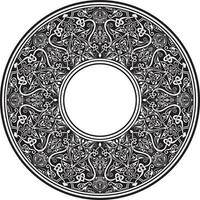 Vector monochrome round oriental ornament. Arabic patterned circle of Iran, Iraq, Turkey, Syria. Persian frame, border. For sandblasting, laser and plotter cutting