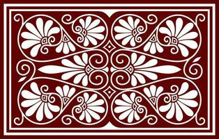 Vector red and black colored square ornament of ancient Greece. Classic tile pattern of the Roman Empire