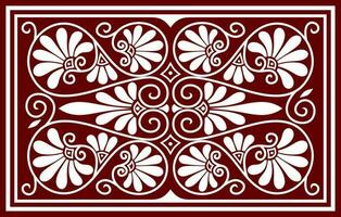 Vector red and black colored square ornament of ancient Greece. Classic tile pattern of the Roman Empire