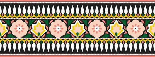 Vector seamless national Indian ornament. Colorful black endless border, frame