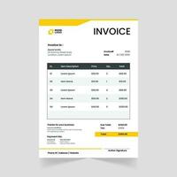 Modern Vector Abstract Invoice Design Template in Black and Yellow Color