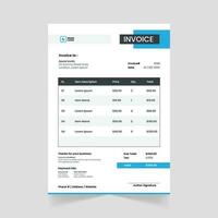 Modern Vector Abstract Invoice Design Template in Black and Blue Color