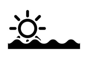 Sun rising from the mountain silhouette icon. Vector. vector