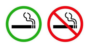 Smoking permitted and smoking prohibited sign icon set. Tobacco icon set. Vector. vector