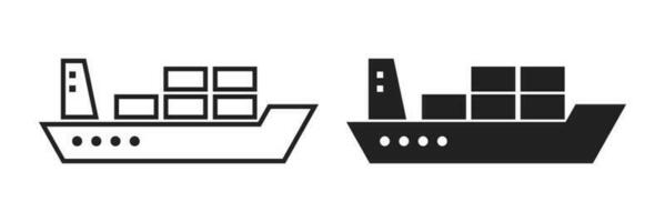 Cargo ship icon set. Maritime transport. Vector. vector