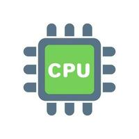 Green CPU icon. Semiconductor. Vector. vector