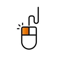 Wired computer mouse icon with click highlighted. Vector. vector