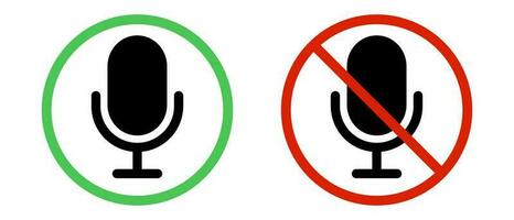 A set of microphone permission and microphone mute icons. Online conference. Vector. vector