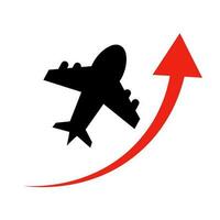 Upward arrow and airplane icon. Vector. vector