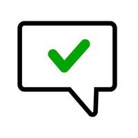 Green check mark speech bubble. Good. Vector. vector