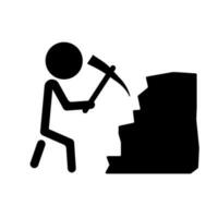 Mining person silhouette icon. Excavation and mining. Vector. vector