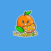 Free vector cute orange fruit mascot