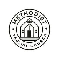 Methodist church design inspiration simple logo stamp Education Logo design vector