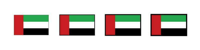 Set of United Arab Emirates flag icons with different border sizes. Vector. vector