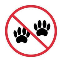 Animal prohibition. Dog prohibited icon. Dog paw. Pet prohibition. Vector. vector