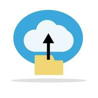 Upload from folder to cloud. Cloud storage and backup. Vector. vector