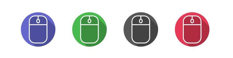 Round computer mouse icon set. Vector.