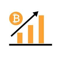 Bitcoin bar graph icon with increasing price. Vector. vector