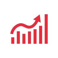 Increasing red bar graph icon. Vector. vector