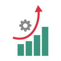 Gear and ascending bar graph icon. Vector. vector