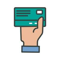 Credit card payment icon. Credit card and hand. Vector. vector