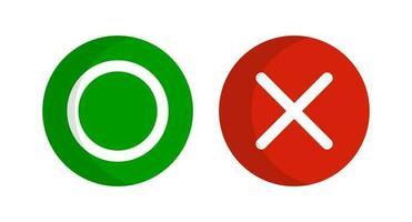 Correct and incorrect circle and cross icon set. Permitted or prohibited. Vector. vector