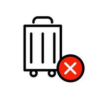Suitcase and cross mark. Suitcase prohibited. Vector. vector