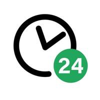 24 hora reloj icono. 24 hora negocio marca. vector. vector