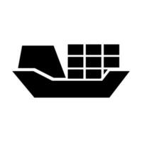 Silhouette icon of cargo ship and marine transportation. Vector. vector