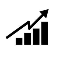 Rising bar chart silhouette icon. Stock price, sales and statistics. Vector. vector