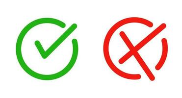 Check mark and cross mark icon set. Permission and restriction. Vector. vector