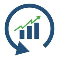 Rotating arrow and bar graph. Vector. vector