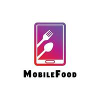 Food logo, online food with mobile concept -vector vector