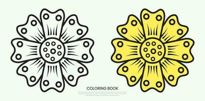 Flower icons in a trendy flat style isolated with a white background. Can be used for coloring book elements. Vector illustration.