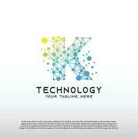 tecnología logo con inicial k carta, red icono -vector vector