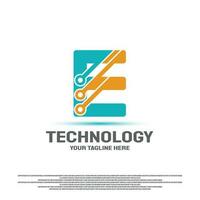 Technology logo design with initial E concept. Circuit technology icon.illustration element vector