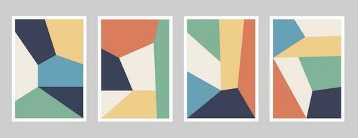 Set of abstract poster colorful geometric shapes. Primitive blocks suprematism style. Modern vector illustration