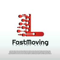 Fast Moving logo with initial L letter concept. Movement sign. Technology business and digital icon -vector vector