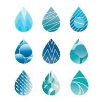 agua soltar logo - vector icono conjunto