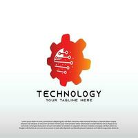 Technology logos, future technology icons, gear logos, circuit style lines, vector illustration elements