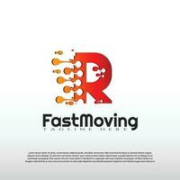Fast Moving logo with initial R letter concept. Movement sign. Technology business and digital icon -vector vector