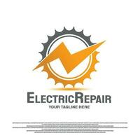 Electrical repair logo with gear concept. vector technology icon