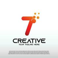 Creative logo with initial number seven, 7. technology icon, illustration element-vector vector