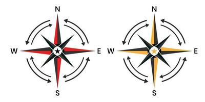 Compass pointer icon with white background, Direction, map navigation symbol. vector