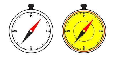 Compass pointer icon with white background, Direction, map navigation symbol. vector