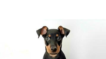 Photo of a doberman on white background. Generative AI