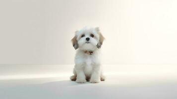 Photo of a shih tzu on white background. Generative AI